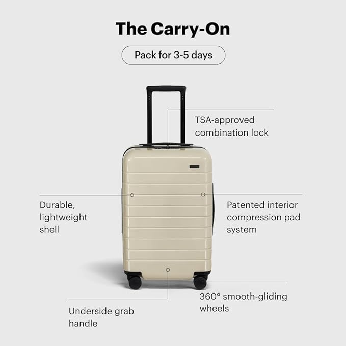 Away Carry-On Luggage, Lightweight Hardside Suitcase with Spinner Wheels, 22 Inch Airline Approved, TSA Lock, Salt White