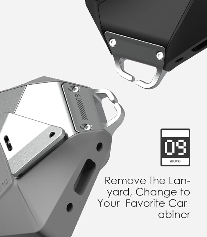 Aulumu A09 Geometric AirPods Pro 2 Case [2nd/1st Generation] with Lock | Protective Cover with Nylon Buckle | Alloy Armour | Compatible with Apple AirPods Pro(2023/2022/2019) - Gray