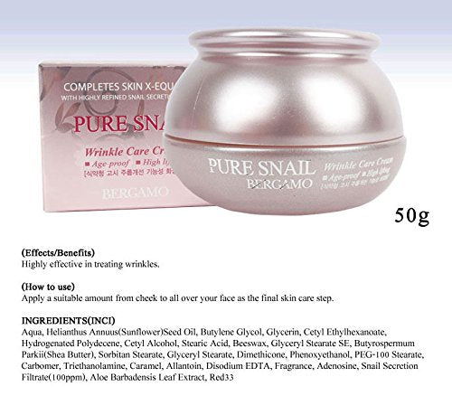 BERGAMO] Pure Snail Wrinkle Care Moisturizing Cream 50g/age Proof,hight Lifting/Korean Cosmetics