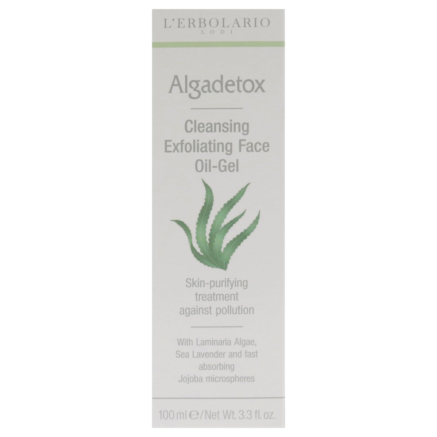 L'Erbolario Algadetox Cleansing Exfoliating Face Oil-Gel - Skin-Purifying Treatment Against Pollution - Gently And Effectively Cleanses Your Skin - Perfect To Tone, Protect The Face - 3.3 Oz Cleanser