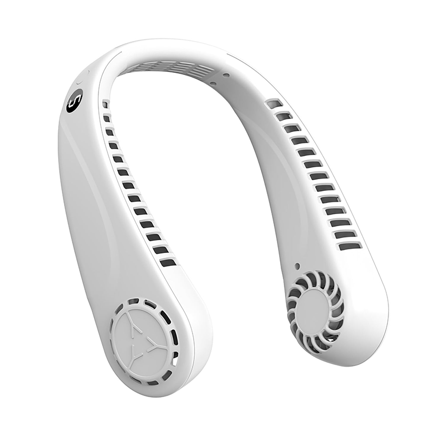 BIRDDIE Portable Bladeless Hanging Neck Fans with Screen Display and 5 Speeds Levels, USB Rechargeable, 360° Cooling Wearable Personal Fan for Work Travel Sport Outdoor (White)