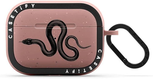 CASETiFY Bounce Airpods Pro (1st/2nd Gen) Case with Ring - Black Kingsnake - Matte Dusty Rose