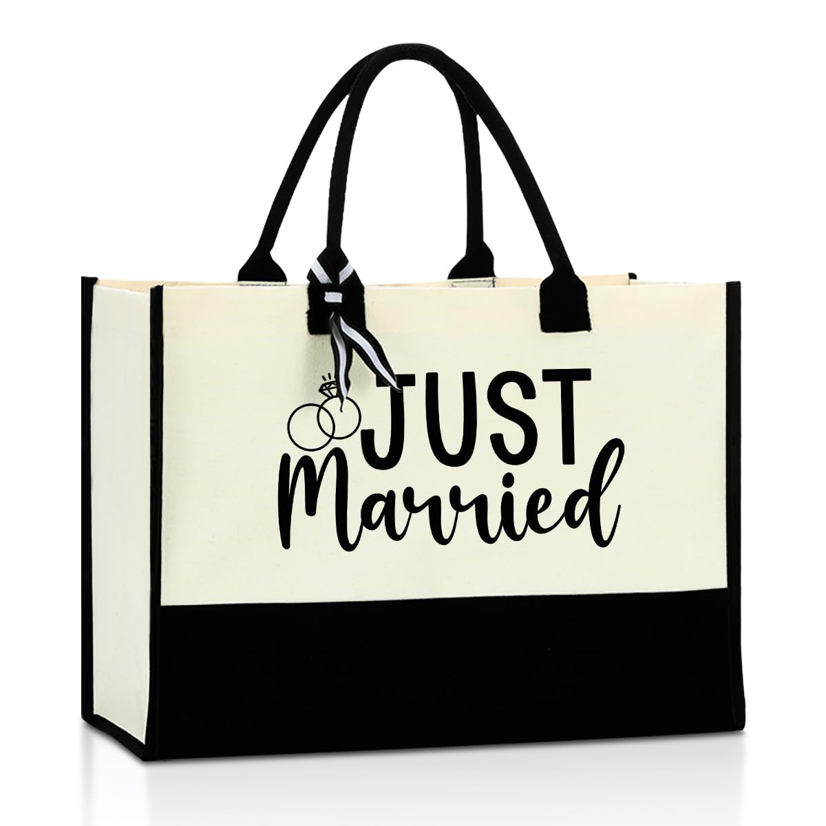 Bride Gifts Just Married Tote Bag, Wedding Bridal Shower Gift,Engagement Gifts for Couples Wife,Bachelorette Party,Honeymoon Essentials, Fiance Newly Engaged Gift Beach Bag Reusable Grocery Bags