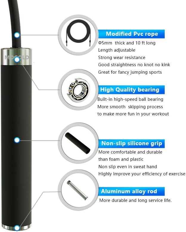 Adjustable Jump Rope for Home Fitness - 5mm PVC Cord with Ball Bearings, Anti-Slip Rubber& Alloy Handles for Beginners, Weight Loss Workout in Home/School/Gym