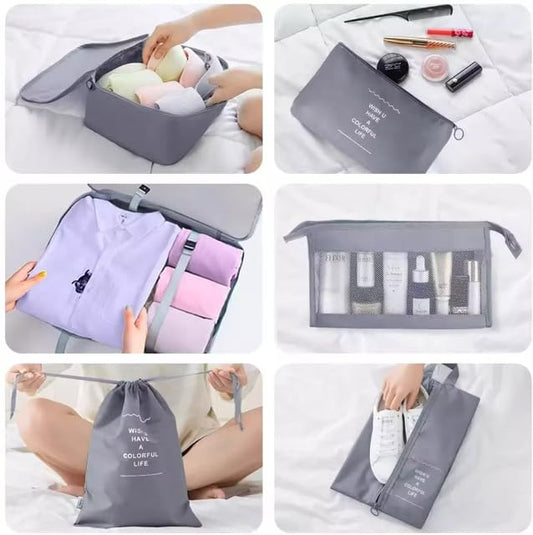 Travel Packing Organizer Bags, 7 Piece Set (Gray)