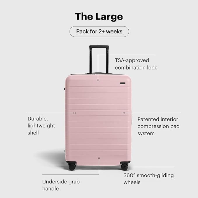 Away Large Checked Luggage, 29 Inch Hardside Suitcase with Spinner Wheels, Lightweight & Durable, TSA Lock, Blush Pink