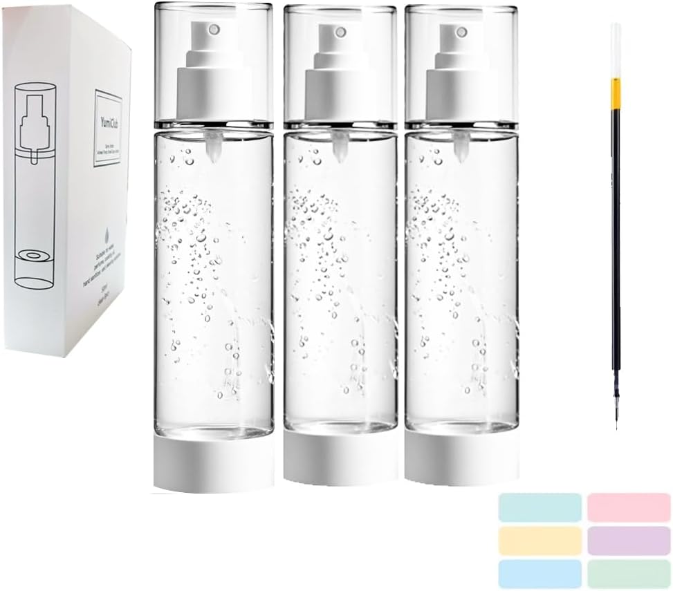 Yumiclub 50MLEmpty Airless Pump Big, 3 Pcs Vacuum Travel, Fine Mist Mini Spray Bottle Refillable Travel Container for Toner Perfume Cosmetic Makeup Water Liquid Makeup Tool