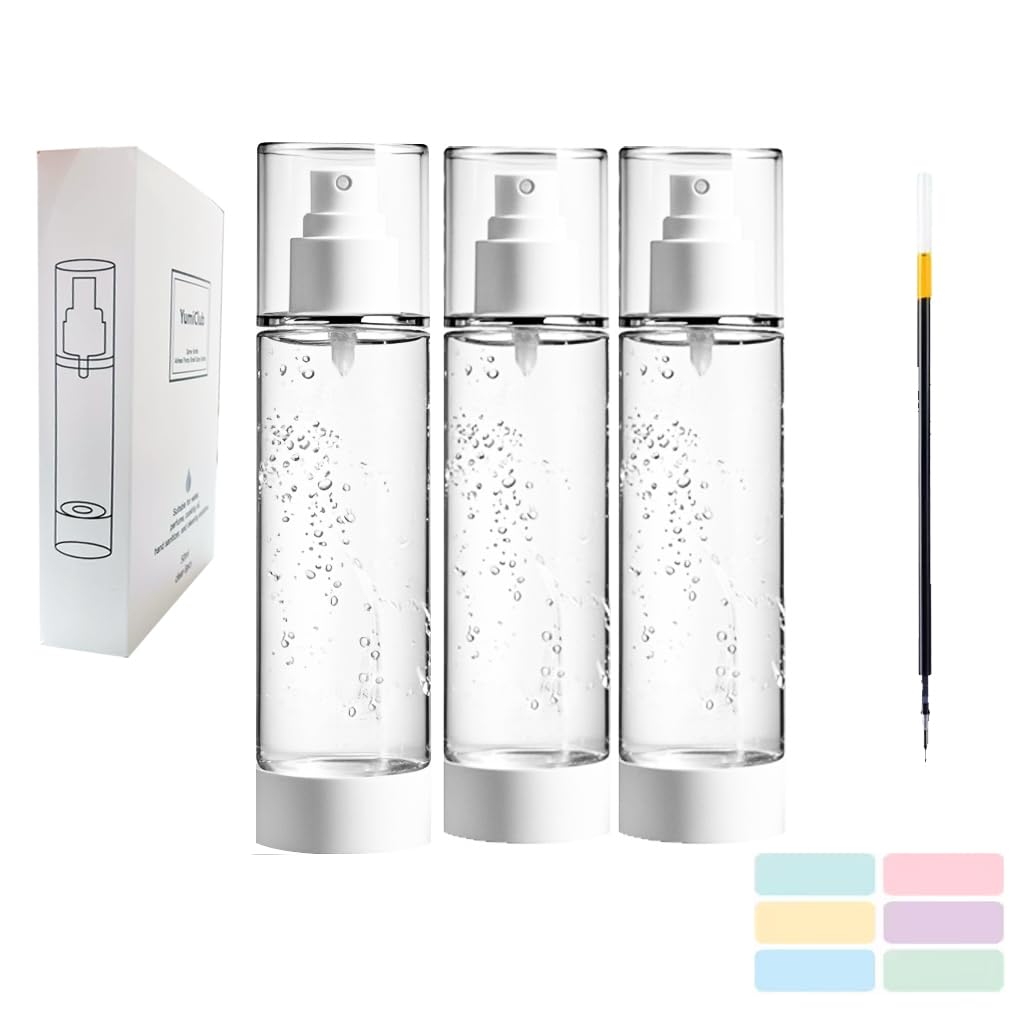 Yumiclub 50MLEmpty Airless Pump Big, 3 Pcs Vacuum Travel, Fine Mist Mini Spray Bottle Refillable Travel Container for Toner Perfume Cosmetic Makeup Water Liquid Makeup Tool