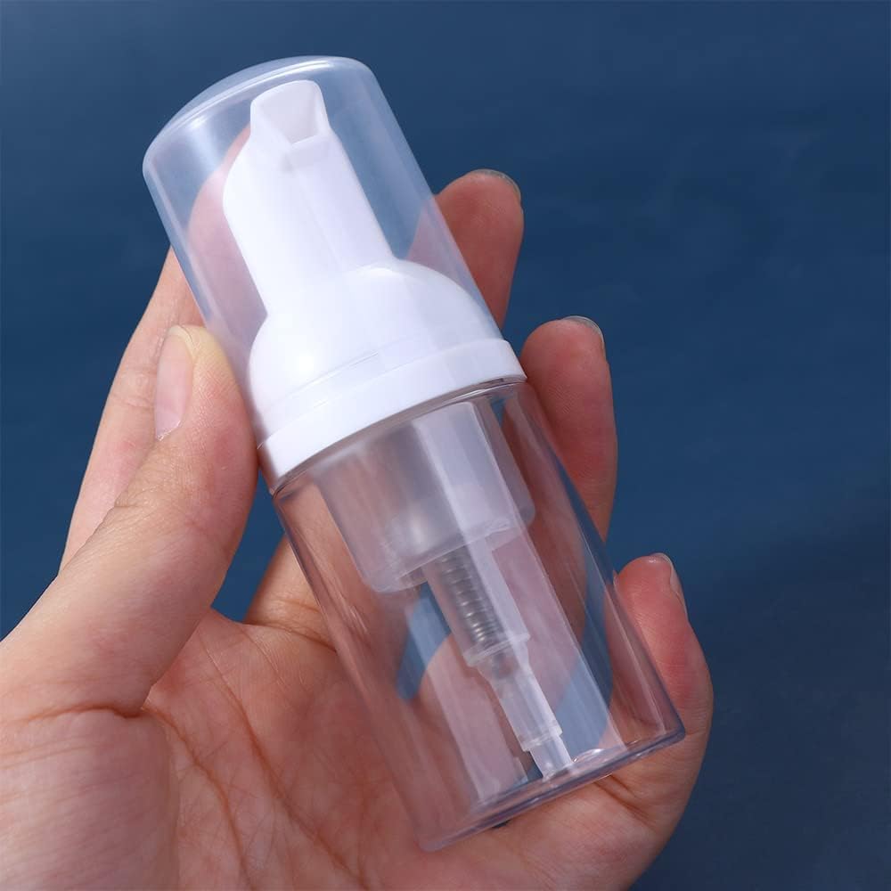 Clear Plastic Foam Pump Bottle, Portable Travel Mini Cosmetic Dispenser Shampoo Cleanser Empty Bottle,Refillable Containers (40ml)