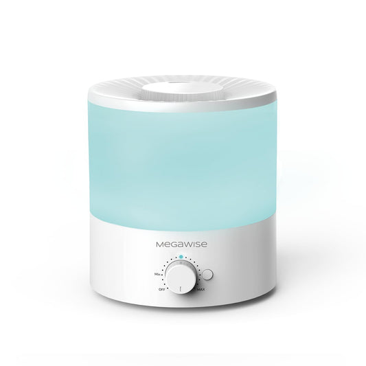 MEGAWISE 1.5L Cool Mist Humidifier for Bedroom, Home, Office, and Plants, Essential Oil Diffuser with Adjustable Mist Output, 25dB Quiet Ultrasonic, Up to 10 Hours, Easy to Clean