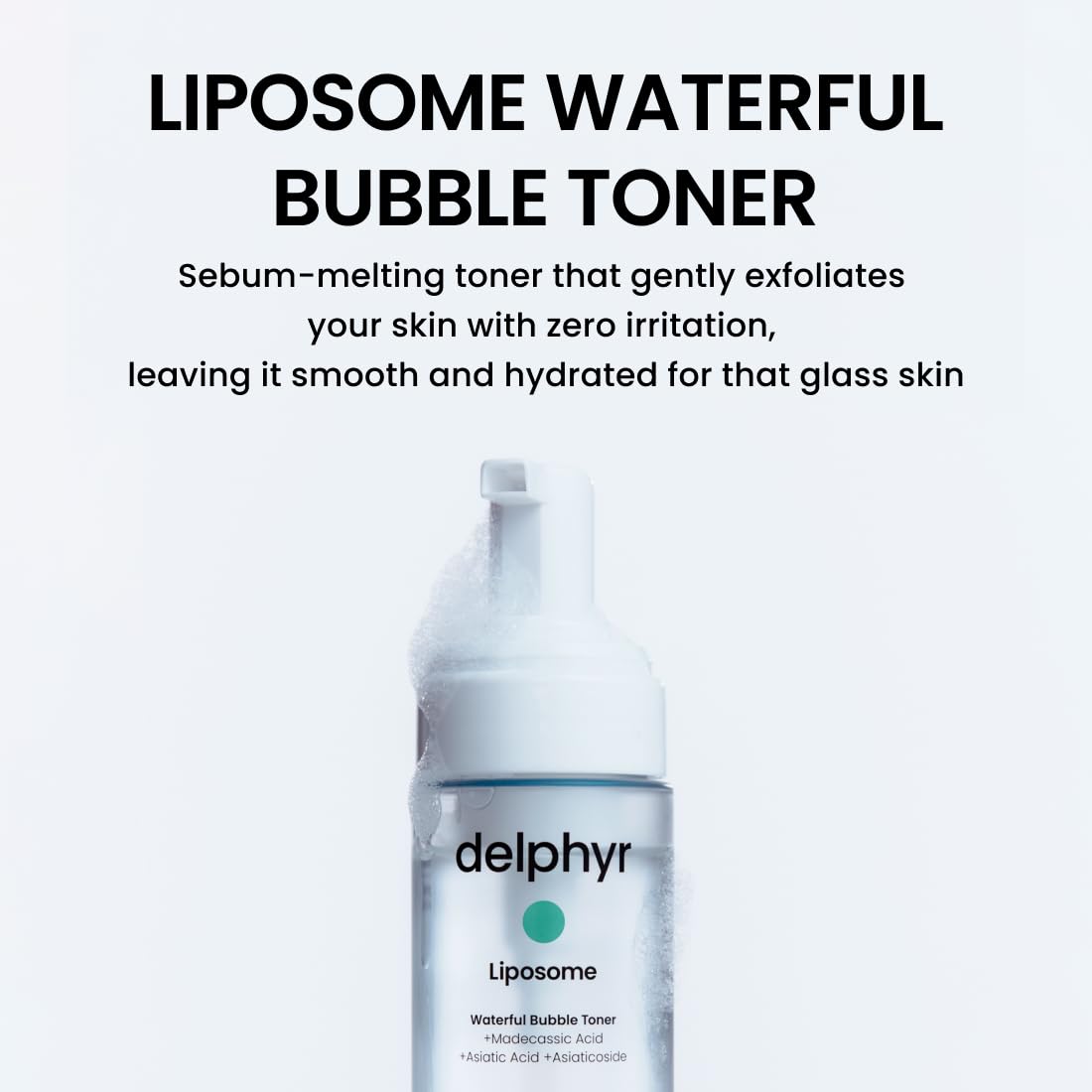 delphyr Liposome Waterful Bubble Serum, Hydrating Foaming Toner for Sensitive Skin with Centella Asiatica TECA, Korean Skincare for Trouble Care (5.07 fl. oz, 150ml)