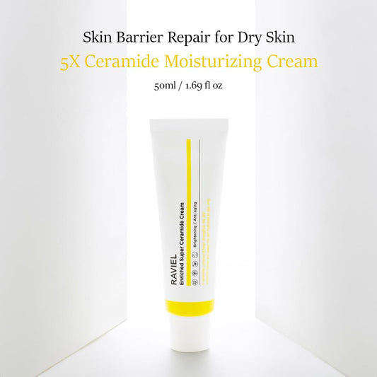 RAVIEL Enriched Super Ceramide Cream Radiance Boosting, Deep Hydration & Tone Enhancing Moisturizer with Niacinamide & Hyaluronic Acid for Dull, Uneven Skin, Korean Skincare, 50ml (1.69 fl oz)