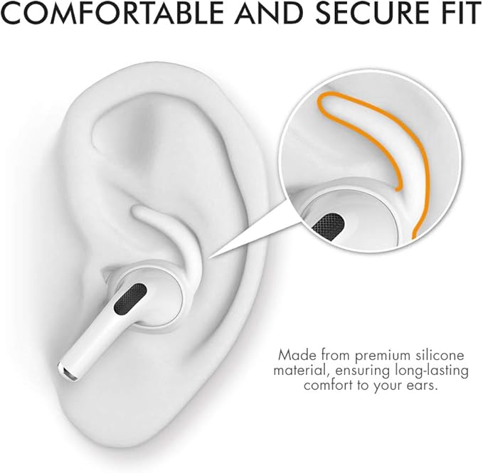 AhaStyle 3 Pairs AirPods Pro Ear Hooks Covers [Added Storage Pouch] Anti-Slip Ear Covers Accessories Compatible with Apple AirPods Pro (White)