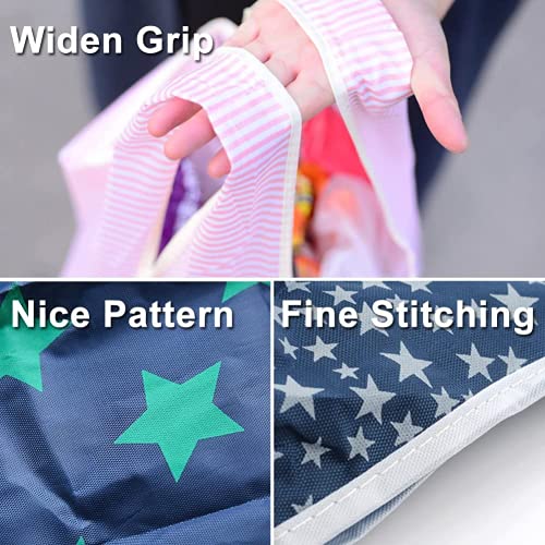 6 Pack Reusable Shopping Grocery Bags with Pouch Foldable, Washable , 35LB Weight Capacity, Heavy Duty Tote, Eco-Friendly Purse Bag Fits in Pocket Waterproof & Lightweight