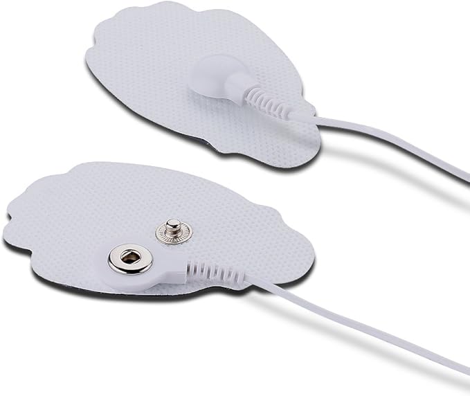 Belifu TENS Unit Electrode Pads Reusable Self-Adhesive Replacement Massage Pads Latex Free, Standard Connection Snap on 3.5mm Cable for Tens EMS Massager