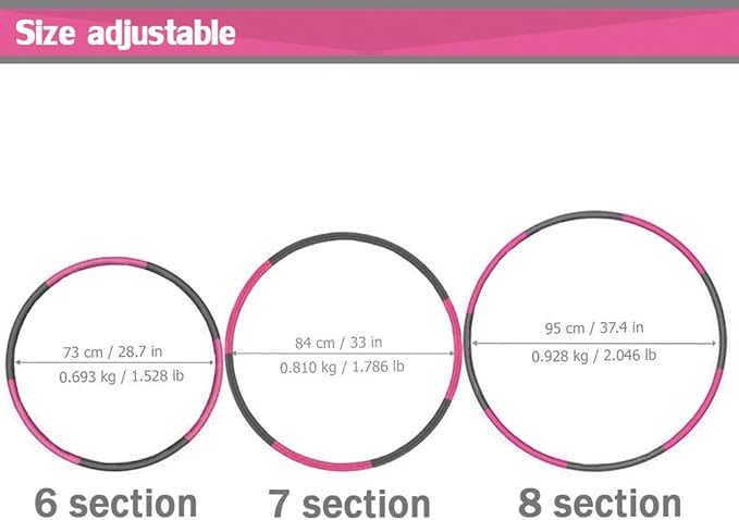 Auoxer Fitness Exercise Weighted Hoop, Detachable and Size Adjustable Design, Lose Weight Fast by Fun Way, Fat Burning Healthy Model Sports Life