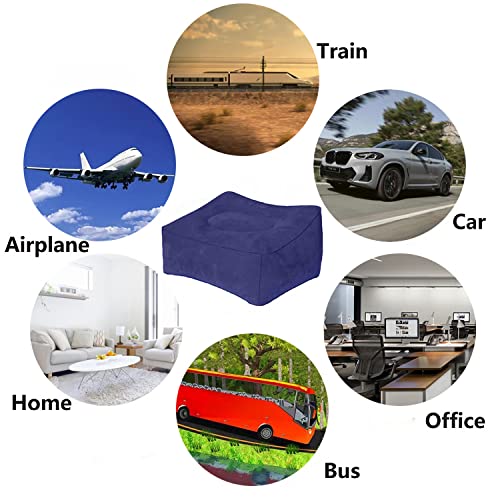 MYFON Inflatable Travel Pillow, Inflatable Travel Foot Rest Pillow, Leg Rest Pillow for Cars, Home, Office, Trains, Airplane, Blue