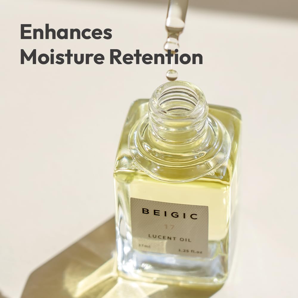 BEIGIC Lucent Oil - Vegan Face Oil Firming Hydrating Serum with Green Coffee Bean, Argan, Rosehip Oils & Squalane for Glowy Skin (1.25 Fl. Oz)