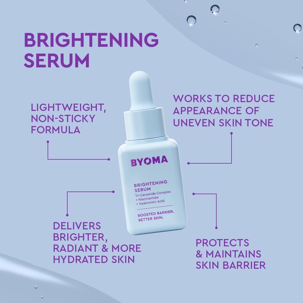 BYOMA So Bright Set - Barrier Repair Skincare Set for Brighter Skin - Creamy Jelly Cleanser, Brightening Face Serum & Ceramide Face Moisturizer - Alcohol Free Skin Care - 30ml, 15ml, 15ml