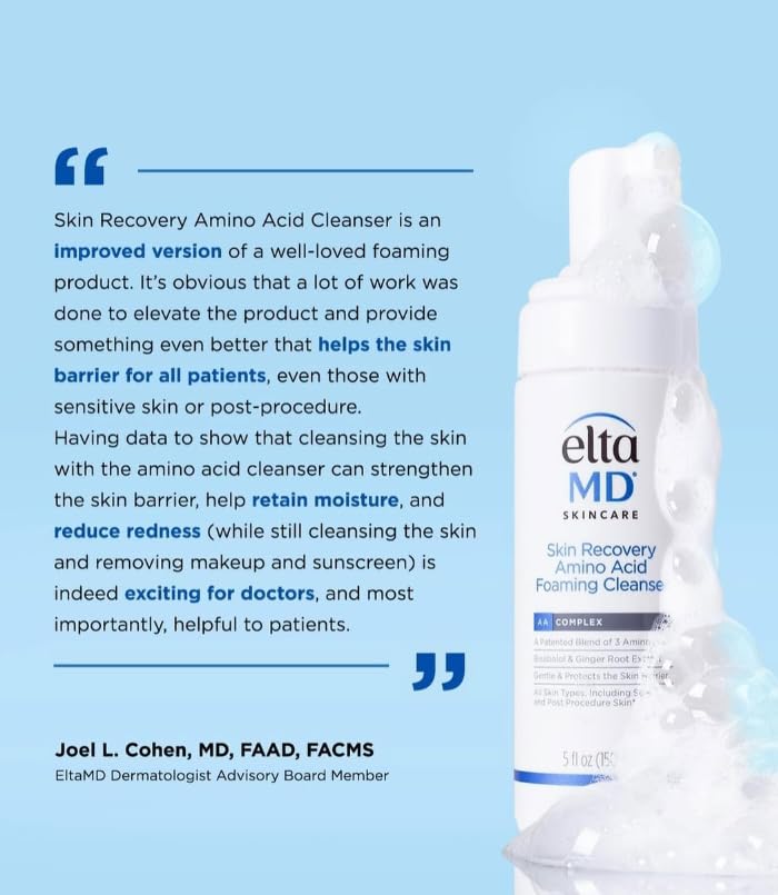 EltaMD Skin Recovery Amino Acid Foaming Facial Cleanser, Gentle Face Cleanser for Sensitive Skin, 1.0 Fl Oz
