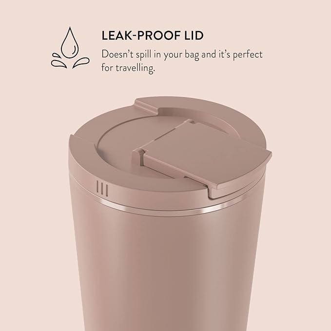 BURGA Travel Coffee Mug (16oz) Spill-Proof, Secure-Seal Insulated Mug Scratch-Resistant, Stainless Steel Anti-Slip Tumbler Double Pink