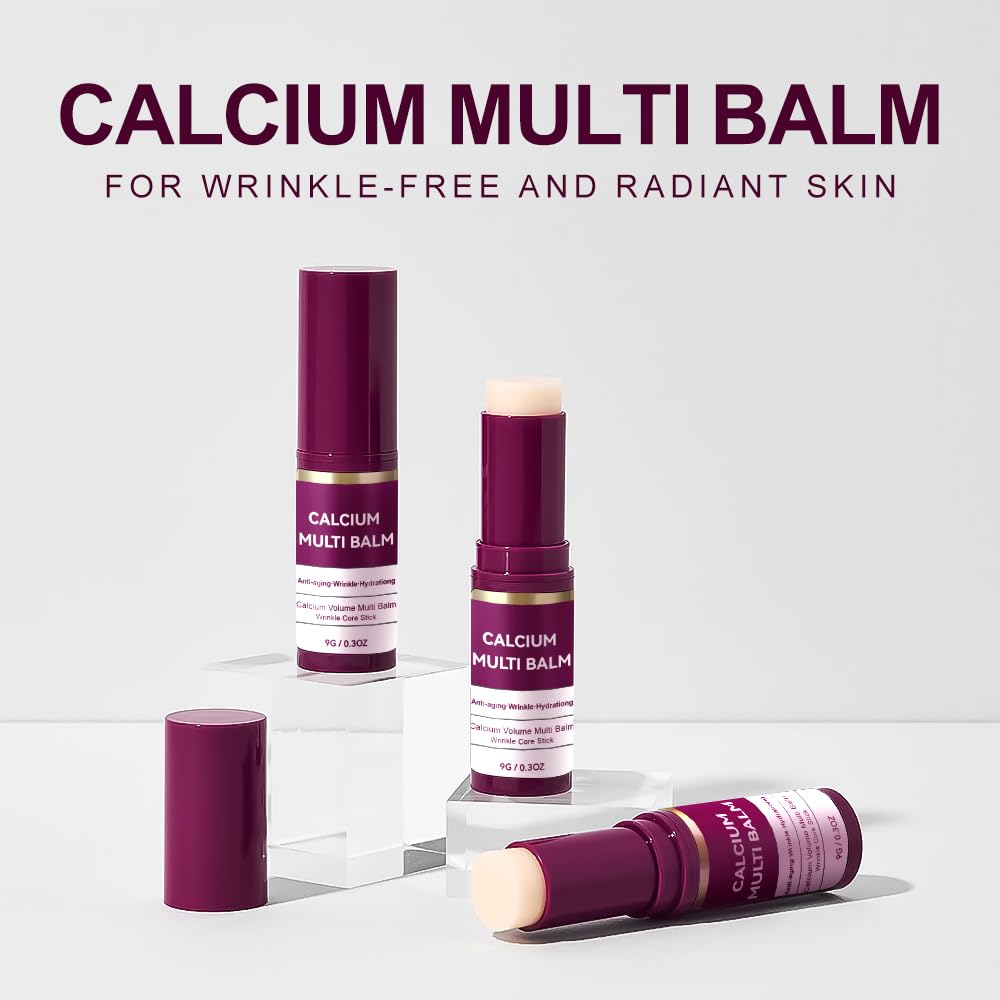 Cemenrete Calcium Volume Multi Balm Stick, Anti Wrinkle Calcium Balm, Anti-aging, Sagging, Wrinkles, Hydrating, Almond & Vitamin E for Lip Balm Eye Cream Neck (2)