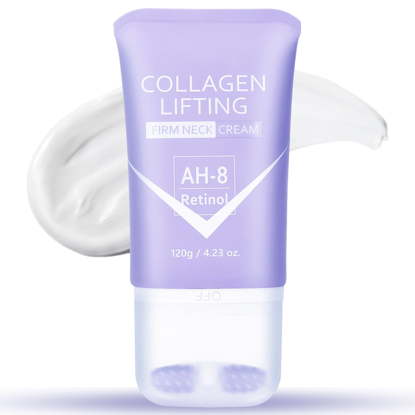 AH-8 Neck Firming Cream, Tighten Lift Neck Cream with Roller Massage for Neck Chest, Tightening Lifting Sagging Wrinkle Skin Care, Moisturizing, Collagen Retinol Lotion Korean Skincare for Women