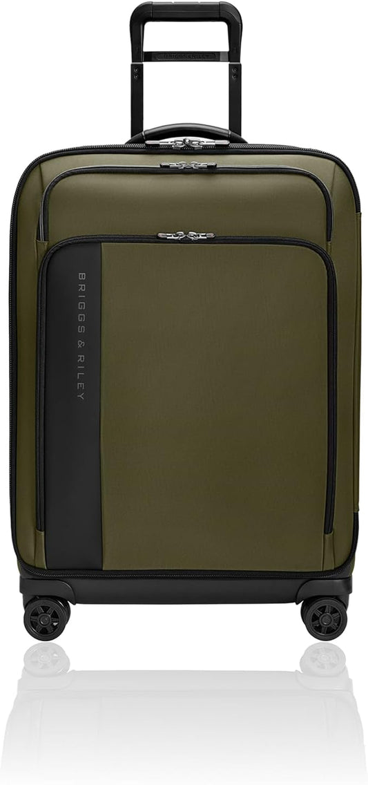 Briggs & Riley 26" Medium Expandable Spinner - Checked Luggage for Travel, Suitcases with Wheels, Softside Rolling Bag for Men & Women - ZDX Collection, Hunter