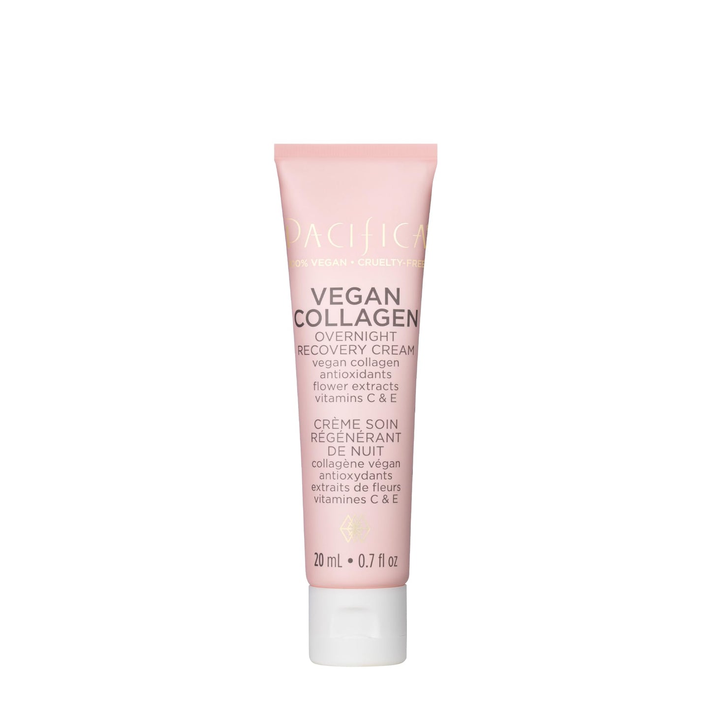 Pacifica Vegan Collagen Mini Overnight Recovery Cream, Revives & Hydrates Skin, For All Skin Types, Vegan & Cruelty-Free, 0.7 Fl Oz