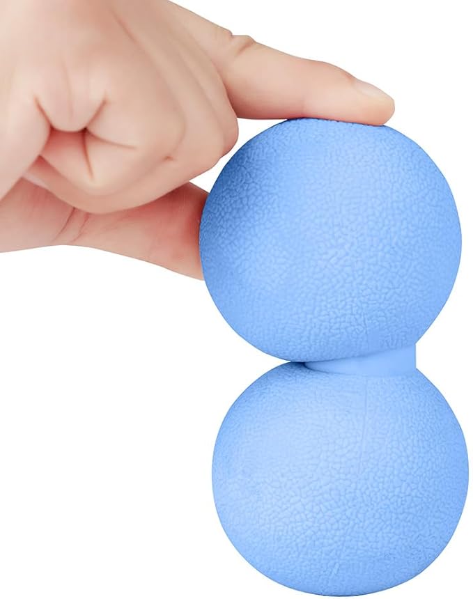 2-Piece Peanut Massage Ball Roller，Double Lacrosse Ball，Acupoint Myofascial Release，Muscle Knot Relaxer Trigger Point for Physical Therapy, Occipital,Back Knot,Psoas Muscle Release Tool (Blue)