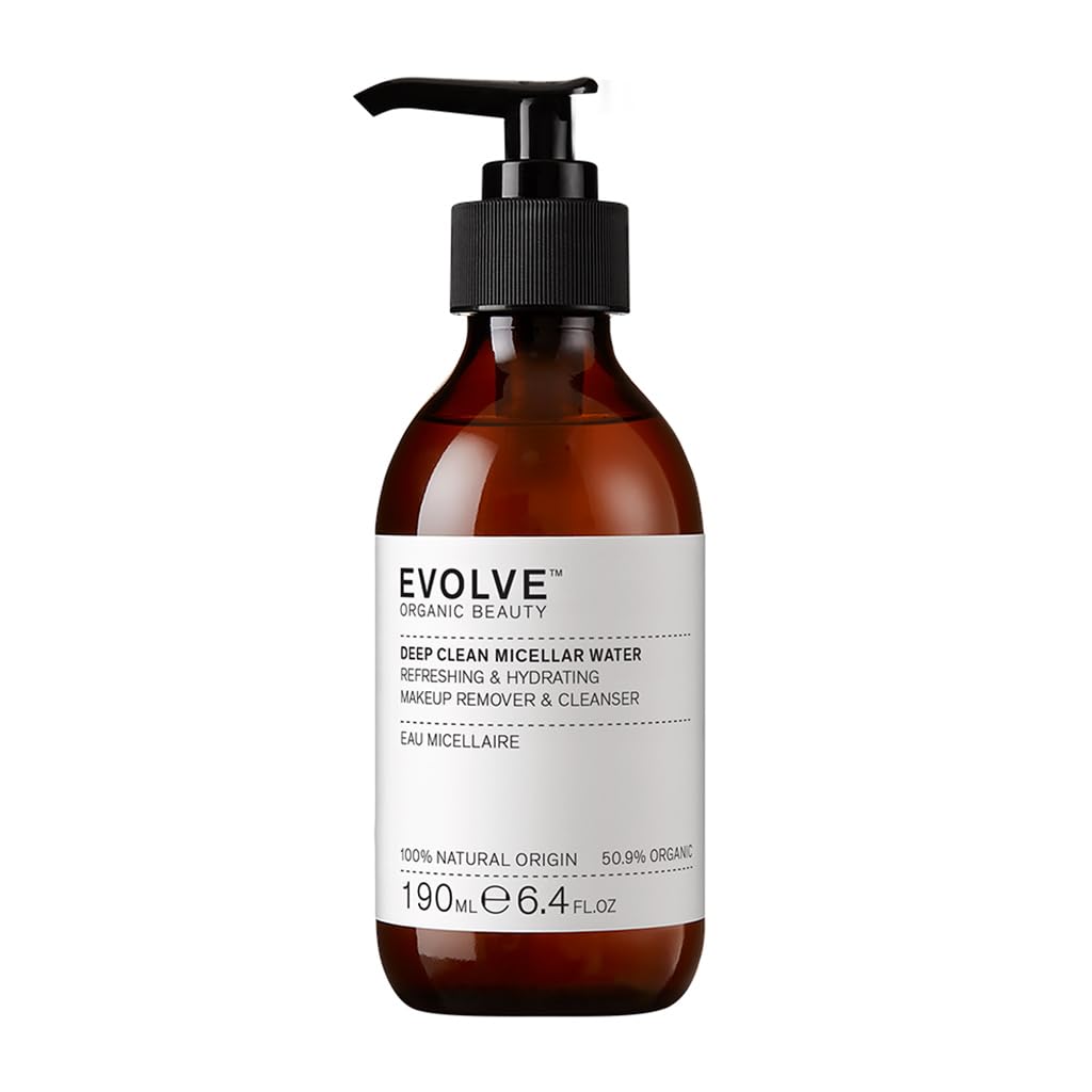 Evolve Organic Beauty - Deep Clean Micellar Water | Refresh, Hydrate, Soothe | Moringa Peptide, Hyaluronic Acid | Small-Batch, Vegan Clean Beauty (6.4 fl oz | 190 mL) Package May Vary