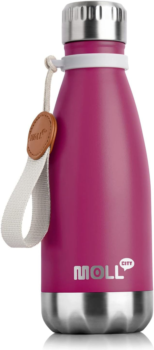 12 oz Water Bottle - Kids Water Bottle for School-Small Stainless Steel Vacuum Insulated Water Bottles-Leak Proof for Boys Girls(Fuchsia Red)