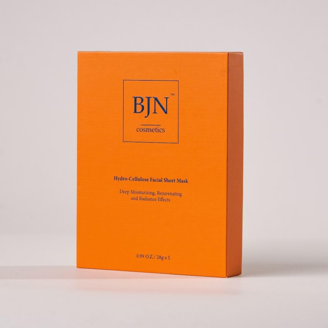 BJN Cosmetics Luxury (5pack) Hydro Cellulose Lotion Facial Sheet Masks for Skin Care & Beauty - Natural Ingredients for Deep Hydration, Moisturizing, Rejuvenation, and Radiance