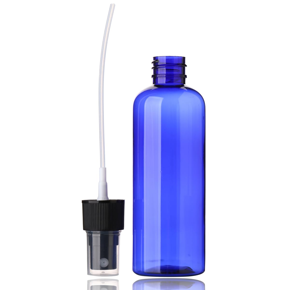 SINIDE Empty Spray Bottles 100 ml/3.4 oz, Blue Plastic Fine Mist Mini Travel Bottle Set, Portable Refillable Makeup Sprayer Containers for Perfume, Liquids, Aromatherapy, Cleaning Solution (4 Pack)