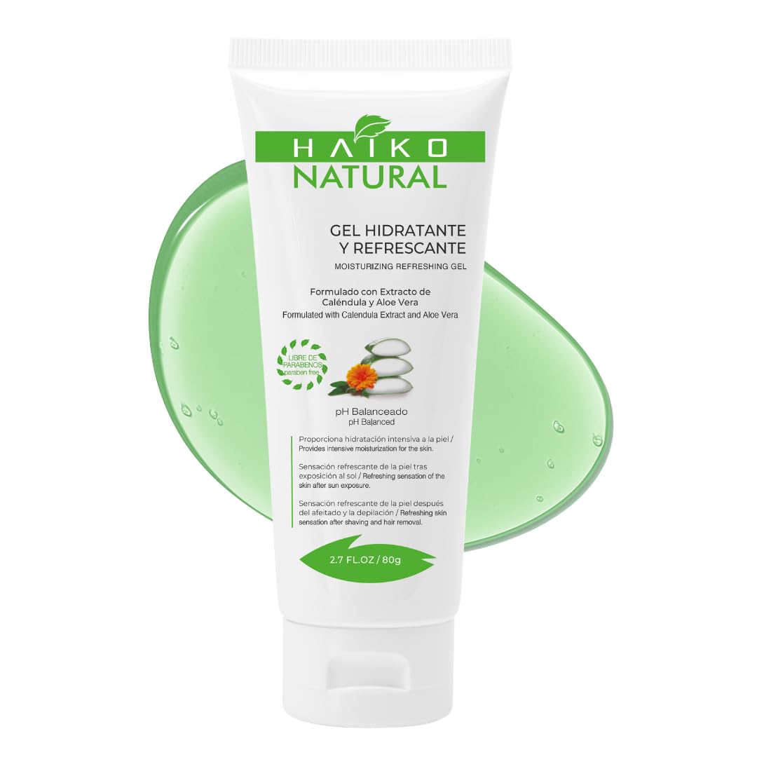 HAIKO NATURAL Soothing Gel with Calendula & Aloe Vera. Hydrating & Calming Paraben-Free Formula for Irritated Skin. Ideal After Sun, Shaving, Waxing or Daily Skin Hydration - 2.7 fl oz / 80g