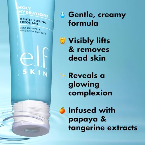 e.l.f. SKIN Holy Hydration! Gentle Peeling Exfoliant Mini, Effective Cleanser, Easy to Apply, Peels Away Dead Skin, Removes Dirt, Ideal for All Skin Types
