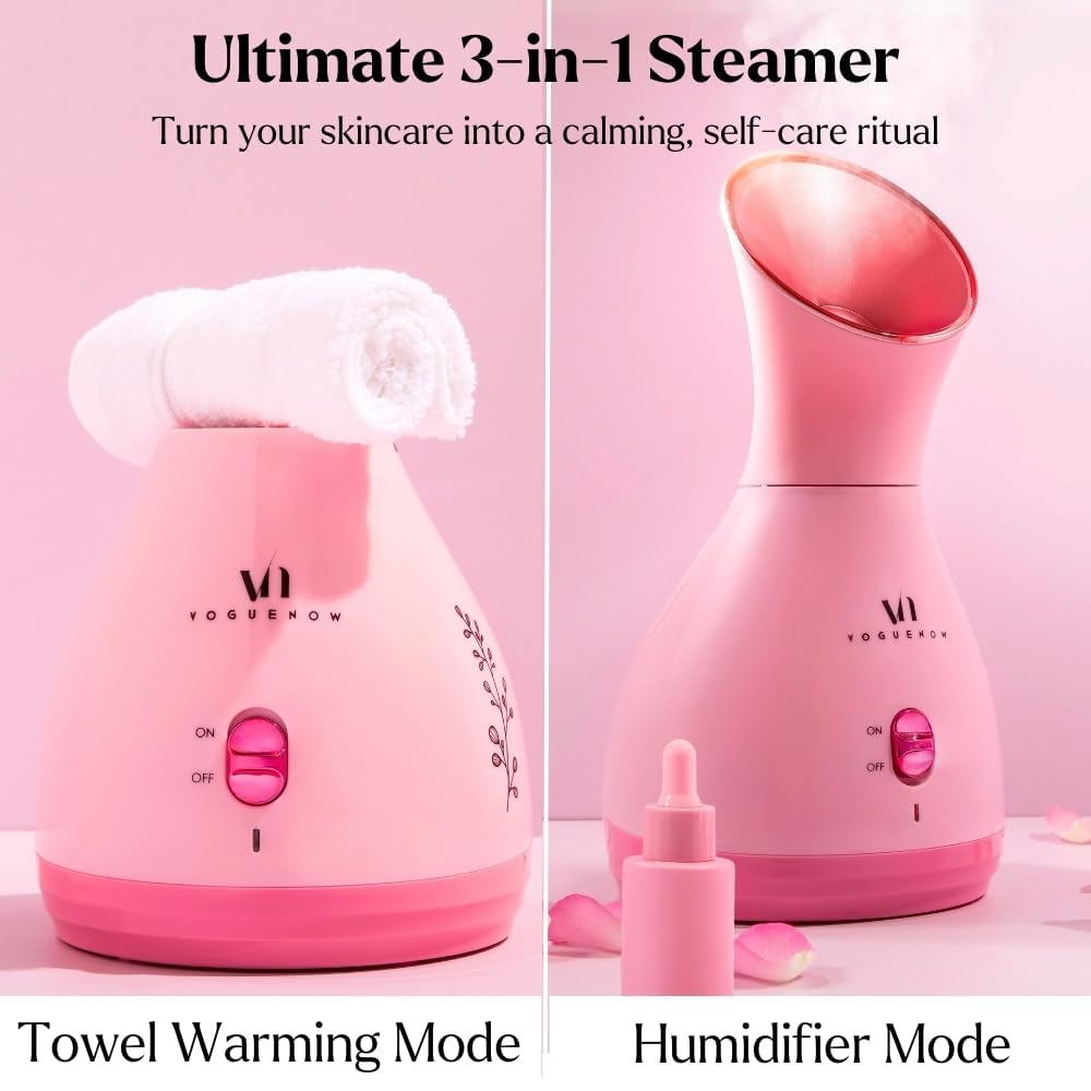 Facial Steamer Spa Kit with Complimentary 17 Skin Care Tools | Face Steamer for Facial Deep Cleaning with Towel Warmer & Humidifier Mode| Self Care Gifts for Women, Spa Gifts, Birthday Gifts for Women