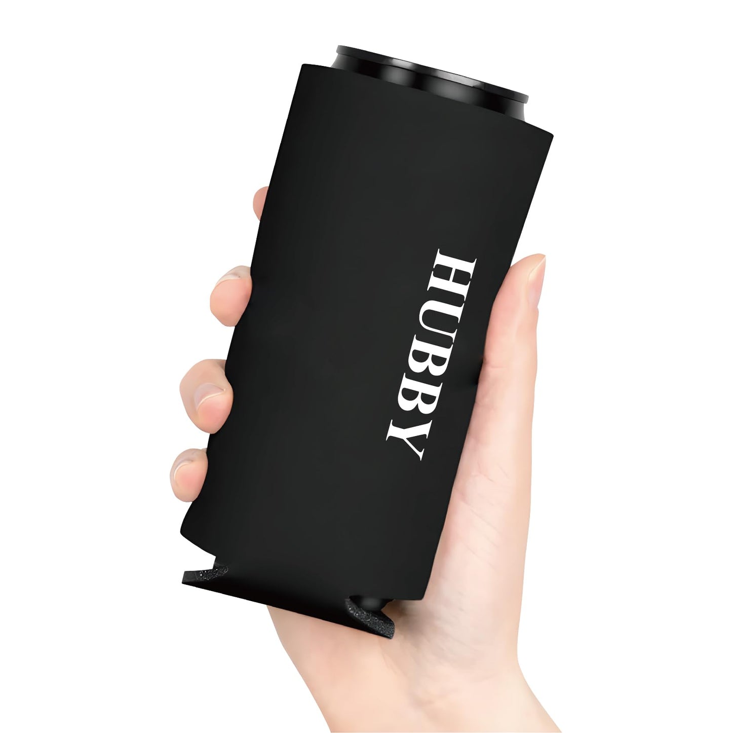 PartyGifts&beyond Honeymoon Essentials Hubby and Wifey Gifts Slim Can Coolers Wedding Can Coolers Engagement Gifts for Couples(HW-TR)