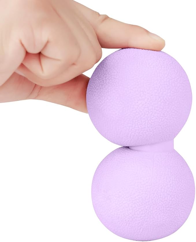 2 PCS Peanut Massage Ball Roller, Double Lacrosse Ball, Acupoint Myofascial Release, Muscle Knot Relaxer Trigger Point for Physical Therapy, Occipital, Back Knot, Psoas Muscle Release Tool (Purple)