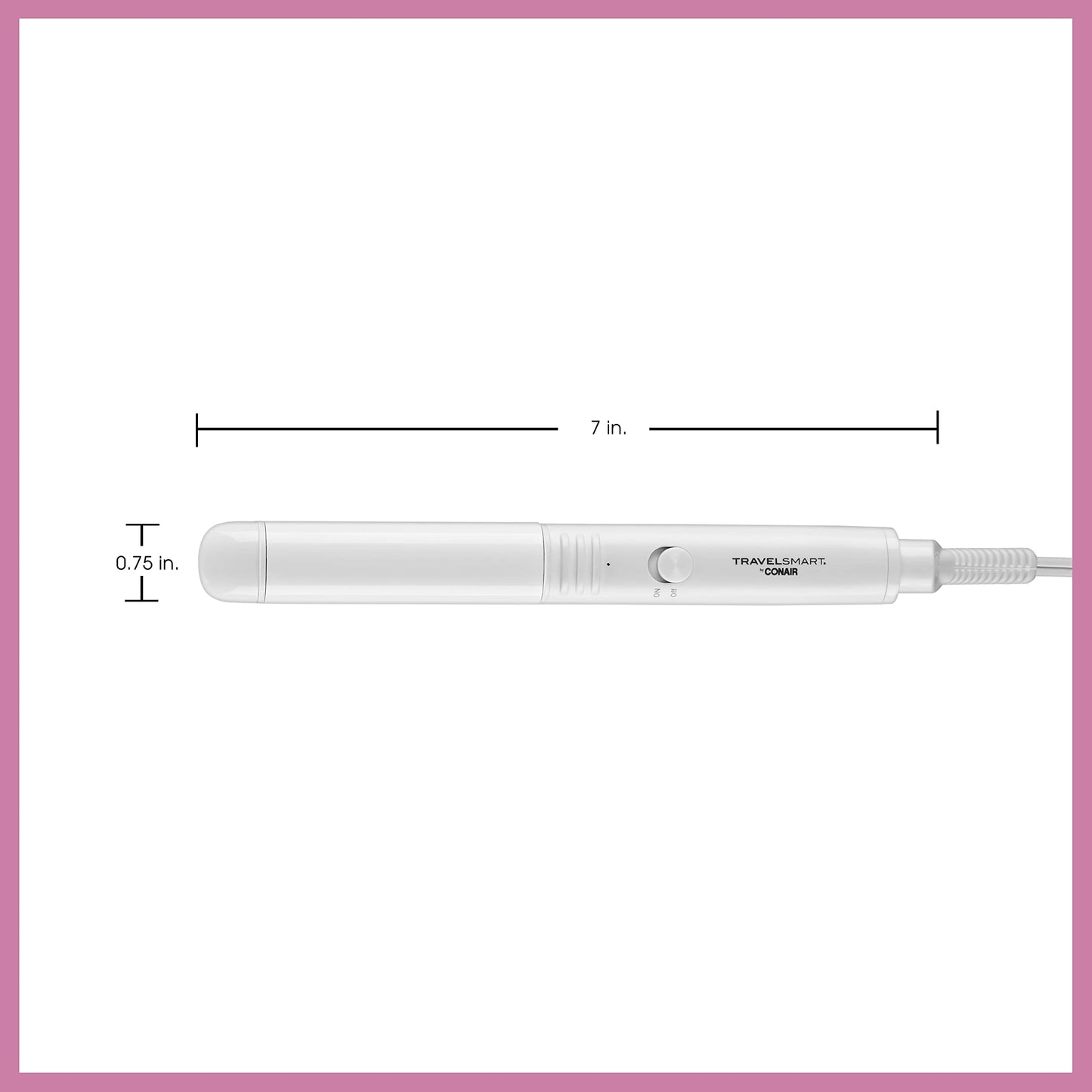 Conair Travel Flat Iron, Portable Hair Straightener, Mini 1/2 Inch Ceramic Flat Iron with Storage in White by Travel Smart