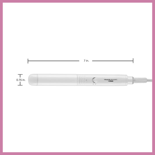 Conair Travel Flat Iron, Portable Hair Straightener, Mini 1/2 Inch Ceramic Flat Iron with Storage in White by Travel Smart