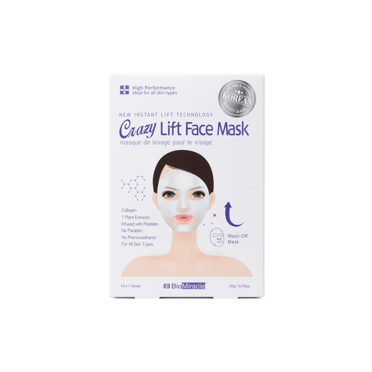 BioMiracle New Instant Lift Technology Crazy Lift Face Mask 10 Pack (10 Sheets)
