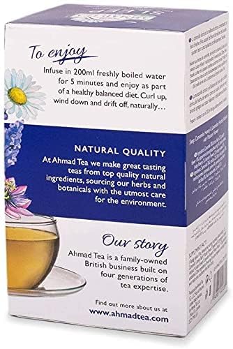 Ahmad Tea Herbal Tea, Camomile, Honey, & Lavender 'Sleep' Natural Benefits Teabags, 20 ct (Pack of 1) - Decaffeinated & Sugar-Free