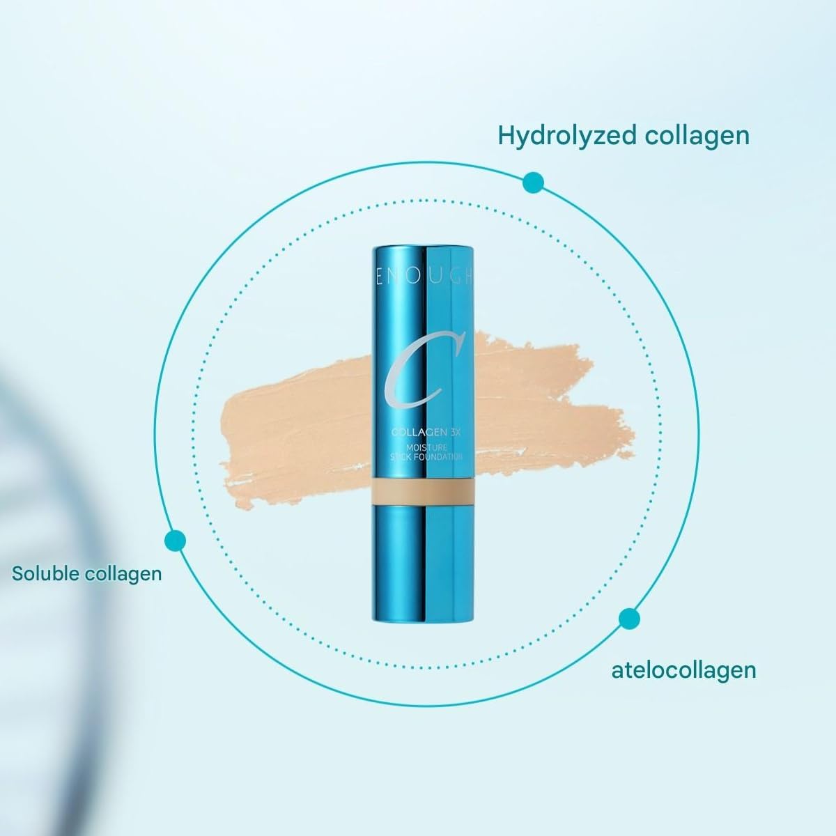 ENOUGH Collagen 3X Moisture Stick Foundation with Brush, Full Coverage Tinted Sunscreen for Face, Long-Lasting Korean Makeup, Perfect Тinted Мoisturizer with SPF 50+ (#13N Light Beige, 0.49 oz / 14g)