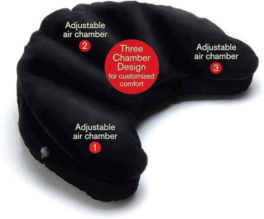 Air Meditator Inflatable Meditation Cushion and Travel Pillow – Meditate on Air in Total Comfort with Adjustable Three-Chamber Design for Enhanced Posture and Portability, Black