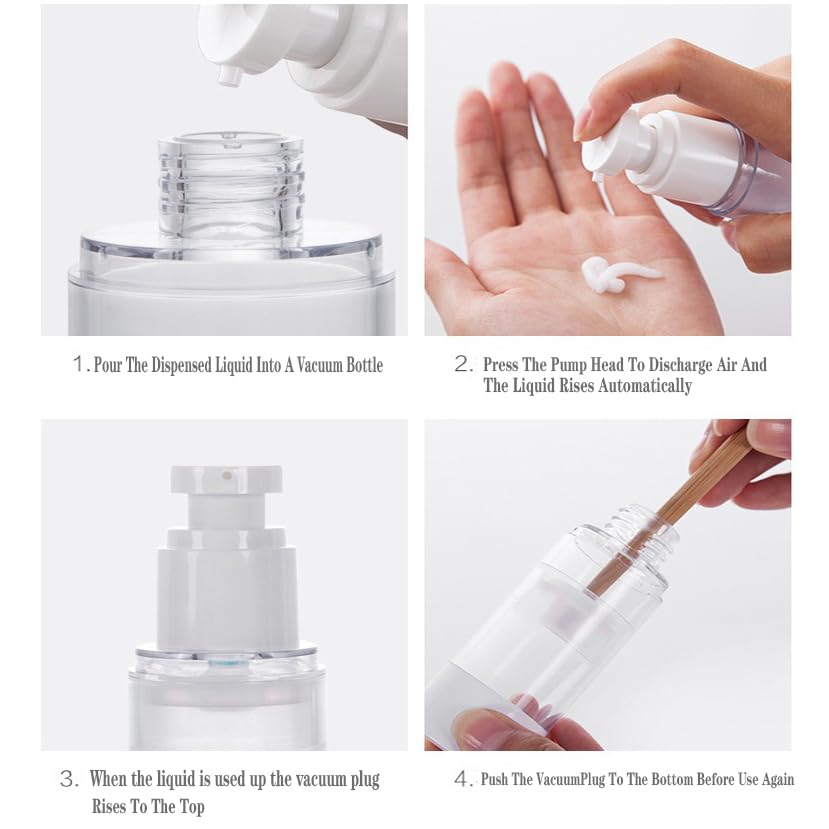 Yumiclub 50MLEmpty Airless Pump Big, 3 Pcs Vacuum Travel, Fine Mist Mini Spray Bottle Refillable Travel Container for Toner Perfume Cosmetic Makeup Water Liquid Makeup Tool