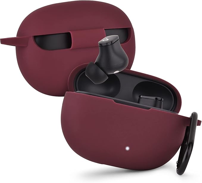 AIRSPO Silicone Case Compatible with Beats Studio Buds Case 2021 Soft Protective Cover for Beats Wireless Earbuds with Keychain (Burgundy)