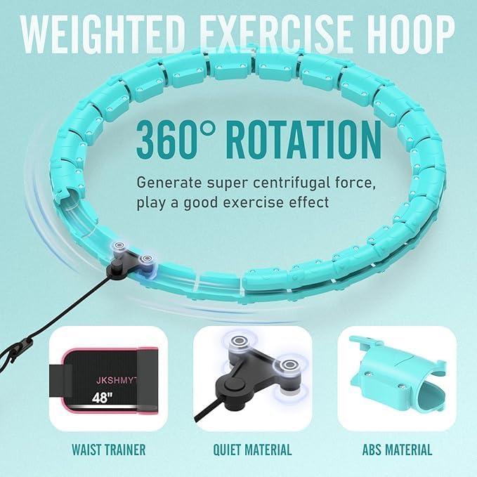 JKSHMYT Weighted Hula Circle Hoops for Adults Weight Loss, Infinity Fitness Hoop Plus Size 47 Inch, 24 Detachable Links, Exercise Hoop Suitable for Women and Beginners