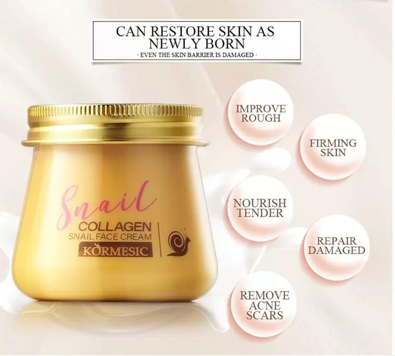 2pcs Snail Collagen Face Cream，Collagen Hydrating Anti-Wrinkle and Rejuvenating Cream Korean, Collagen Rejuvenating Moisturizer for Women, Improves Skin Firmness, Reduces Dryness & Fine Lines