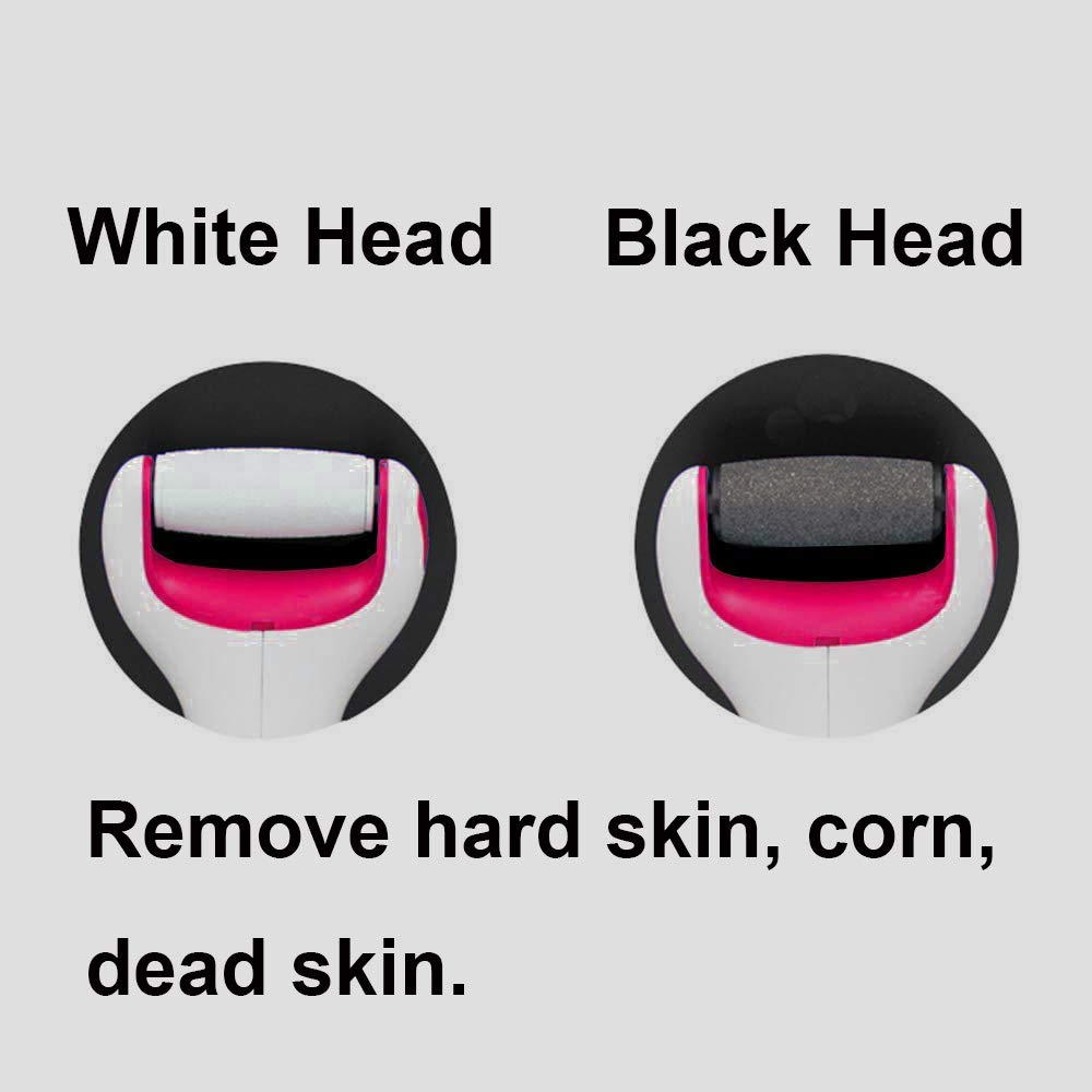 BOMPOW Foot Scrubber Electric Callus Remover Rechargeable Foot File Hard Skin Remover Pedicure Tools Electronic Callus kit for Cracked Heels and Dead Skin with 2 Roller Heads